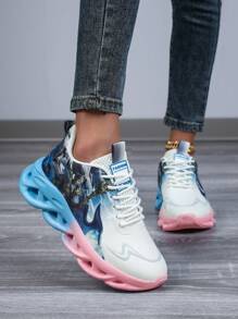 Damenschuhe Weiße Sportschuhe Sneaker mit Goku Muster, modische Lässig Schuhe, Studentenschuhe, Trainingsschuhe, Laufschuhe, Einkaufsschuhe, Damenschuhe für die Arbeit, leicht und rutschfest - Blau - Übersicht 2