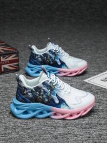 Damenschuhe Weiße Sportschuhe Sneaker mit Goku Muster, modische Lässig Schuhe, Studentenschuhe, Trainingsschuhe, Laufschuhe, Einkaufsschuhe, Damenschuhe für die Arbeit, leicht und rutschfest - Blau - Übersicht 3