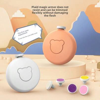 婴儿电动指甲磨床剪带 6 个抛光头（不含电池）小熊图案