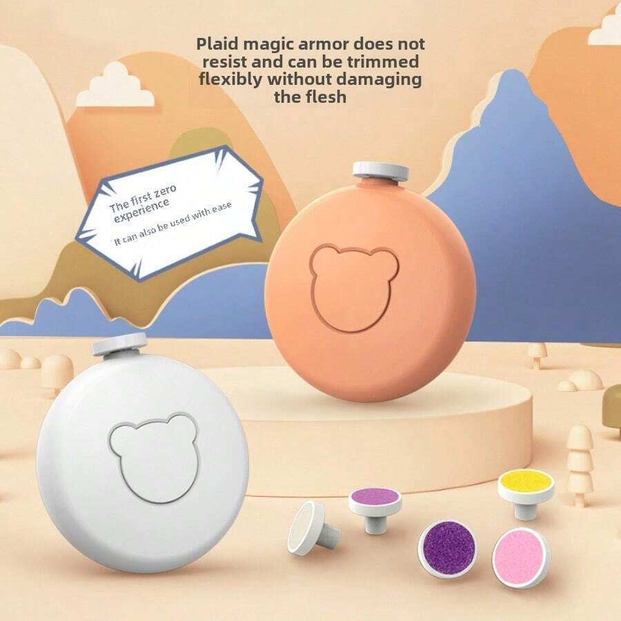 Electric Nail Grinder Clipper For Baby With 6 Polishing Head Without Battery Little Bear Pattern - Multicolor - View 1