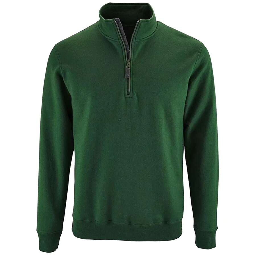SOLS Mens Stan Contrast Zip Neck Sweatshirt (Bottle Green) - Green - View 1