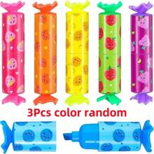 1 buc/3 buc/6 buc mini evidențiator pixuri, 6 markere evidențiatoare neon colorate, vârf dalta drăguț pentru petrecere cu bomboane, ziua de naștere, desen, poster, jurnal, felicitare, rechizite școlare și de birou, înapoi la școală
