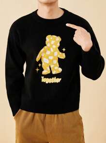 mini bala Teen Boy Sweater Autumn Baby Pullover Knit Sweater - Black - View 1