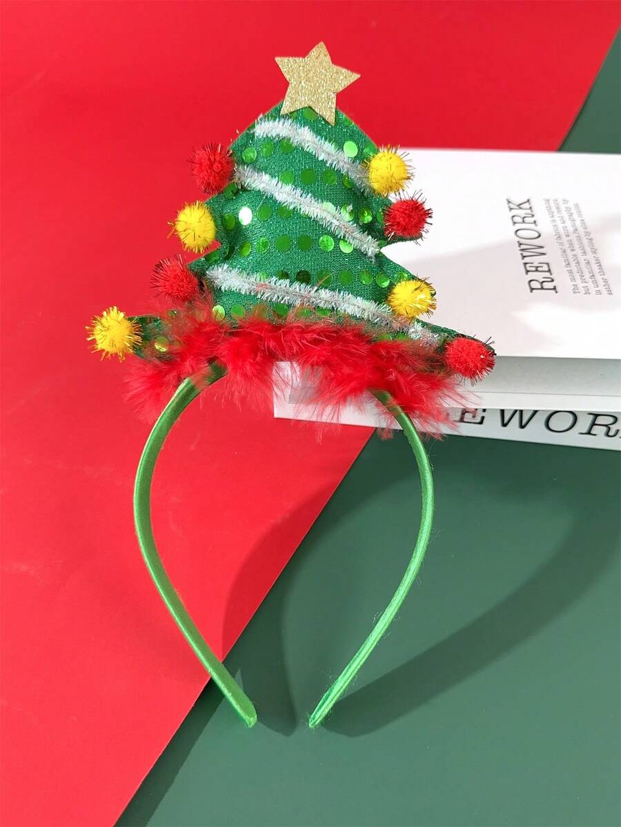 1 件女士圣诞头带，3D 圣诞树设计发箍，可爱个性化，适合圣诞派对 - 彩色 - 查看 1