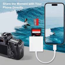 USB C 转 SD 卡读卡器，Type C 转 SD/Micro SD 存储卡读卡器适配器兼容 iPhone 15、16、笔记本电脑、平板电脑、智能手机。 - 白色 - 查看 6