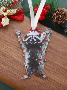 1 件欢呼浣熊圣诞节 LED 亚克力装饰吊坠、圣诞家居装饰、窗户壁炉花园挂饰、圣诞树装饰品、圣诞礼物 - 彩色 - 查看 10