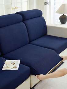 1 Stück einfarbiger Sofakissenbezug, modern minimalistischer elastischer Samt-Sofabezug aus Maisvelours, geeignet für Wohnzimmer, Zuhause - Marineblau - Übersicht 7