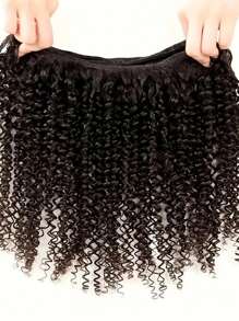 3 件卷曲束人发接发缝制卷曲人发纬纱自然黑发