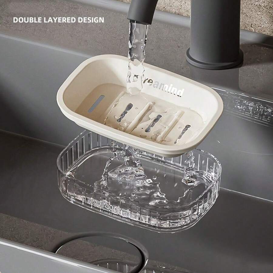 Minimalist Soap Dish With Drainage, Dual Layer Bathroom Soap Case