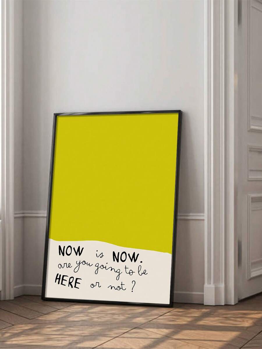 1pc Frameless Inspirational Quote Canvas Print Vibrant Yellow Wall