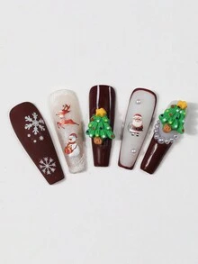 10 chiếc 3D cây thông Noel nghệ thuật làm móng tay mặt dây chuyền nhựa Giáng sinh làm đồ dùng làm móng phụ kiện làm móng hoạt hình cho phụ nữ đồ dùng làm móng trang trí móng tay - Nhiều màu - Xem 6