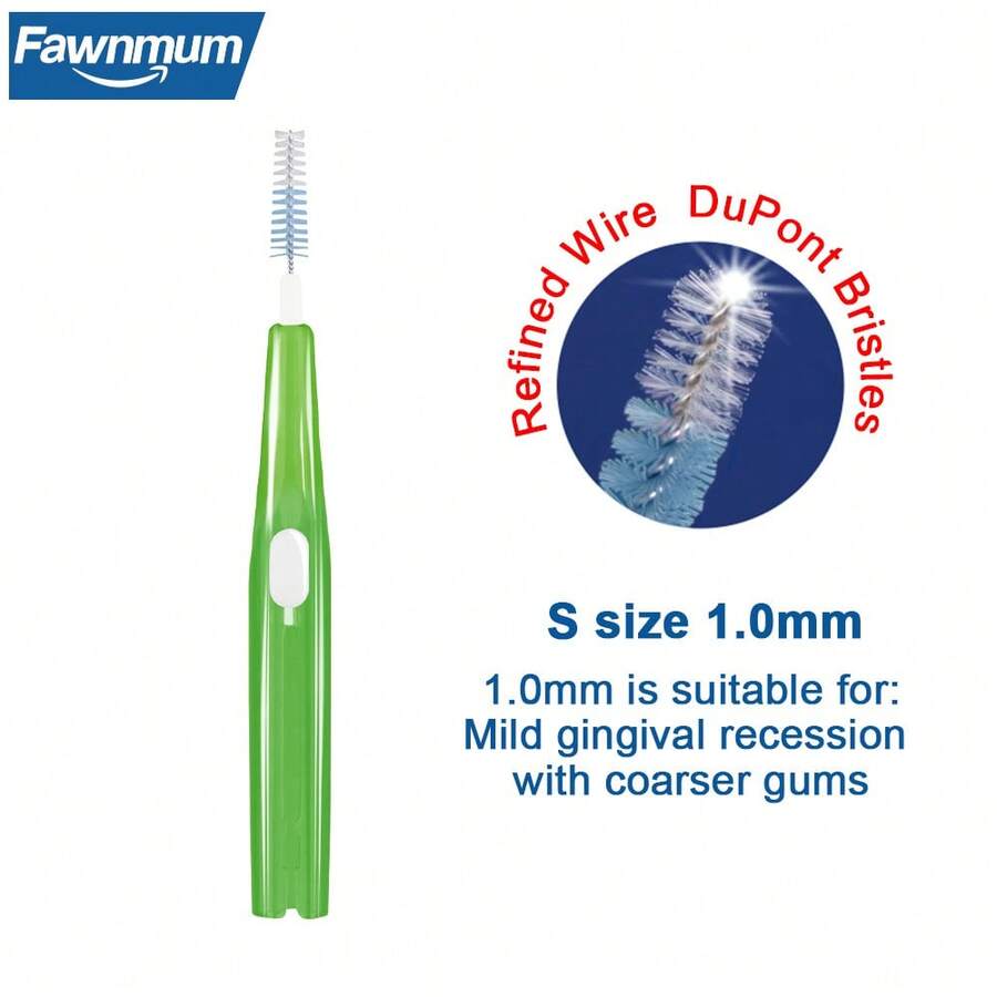 10 件装 Fawnmum 牙间刷，1.0 毫米尺寸，灵活牙齿清洁牙线刷 - 綠色 - 查看 1