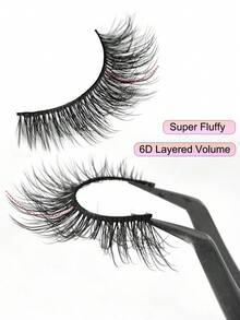 BTLLSSH 8 对假睫毛 浓密卷翘 13 毫米 蓬松纤细假睫毛 日常浓密眼尾拉伸 - 自然纖長款 - 查看 3