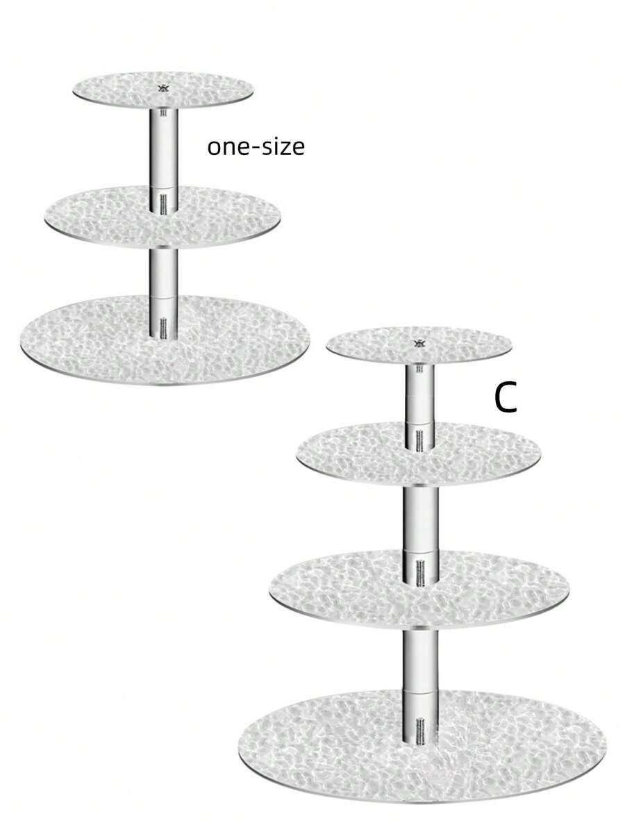 Đế bánh acrylic hình tháp tròn trong suốt với kết cấu bằng đá hiển thị cho nhiều lớp món tráng miệng, cho đám cưới, sinh nhật và tiệc tùng - Trong sáng - Xem 1