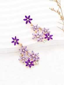 juran 1 pereche de cercei din cristal cu design floral, bijuterii în stil de plajă pentru femei