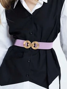 1 Peça Cinto Elástico com Fivela de Metal da Moda, Decoração para Vestido e Camisa no Verão, Escola no Outono, Outono, Halloween - Roxo - Visão 4