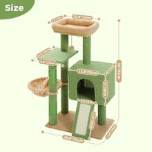 41''&36'' Cactus Cat Tree Tower With Sisal Scratch Posts Cozy Condo For Indoor Cats Multi-Level Climbing Stand With Soft Hammock - AMT0185GN - 查看 5
