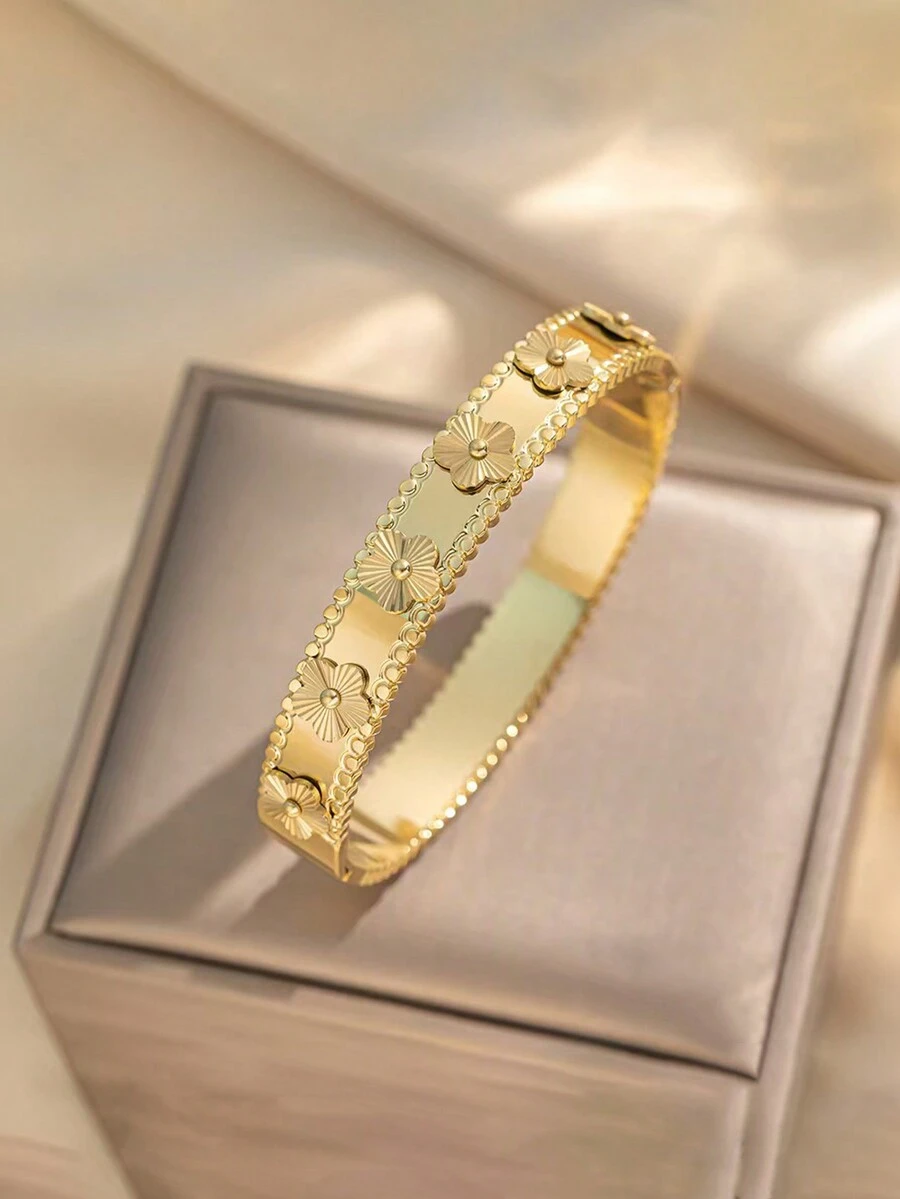 1 件不锈钢优雅花卉设计时尚手链，适合日常佩戴和送礼 - 手鐲 - 查看 1