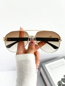 Kính thời trang Unisex cỡ lớn khung kim loại hai chùm hợp thời trang cổ điển mới, phù hợp cho các dịp hàng ngày, ngoài trời, đường phố, tiệc tùng, thường ngày Trang phục mùa thu đông thời trang cho phụ nữ Quần áo công sở Quà tặng thường ngày Phụ kiện bãi biển cho phụ nữ Kính thời trang - Nhiều màu - Xem 2