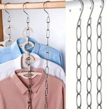 2pcs Portable Thick Iron Hooks With Chain, Easy Installation, Anti-Slip, Anti-Rust, Suitable For Clothes Display, Drying And Storage In Wardrobe - Multicolor - View 11