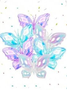 6 piezas de Globos de mariposa iridiscentes de 26", disponibles en múltiples colores - Transparente colorido, Morado soñador, Azul hielo, ideal para regalo, boda, cumpleaños, decoraciones de fiesta, fiesta temática de mariposas, decoración de fiesta de verano al aire libre, se puede combinar con arco de globos, globo de mariposa rosa, globo de mariposa iridiscente transparente de vuelta a la escuela Día de San Valentín