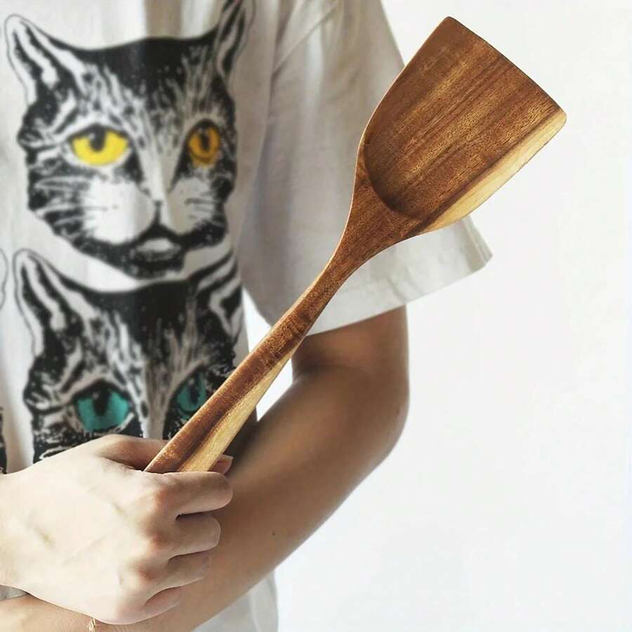 Thìa gỗ Ixora chất lượng cao - Chống dính, chịu nhiệt - Lý tưởng cho việc nấu ăn lành mạnh, xào rau, cá, trứng và bánh kếp - màu nâu - Xem 1