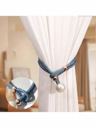 无钻珍珠窗帘绑带，可调节窗帘固定器