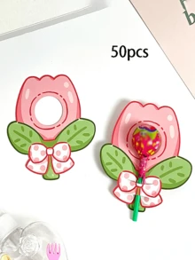 1/30/50/100PCS可爱风卡通图案棒棒糖装饰纸卡创意DIY装饰卡插卡棒棒糖迎宾牌婚礼订婚装饰布置卡通棒棒糖卡片纸装饰创意 - 彩色 - 查看 15