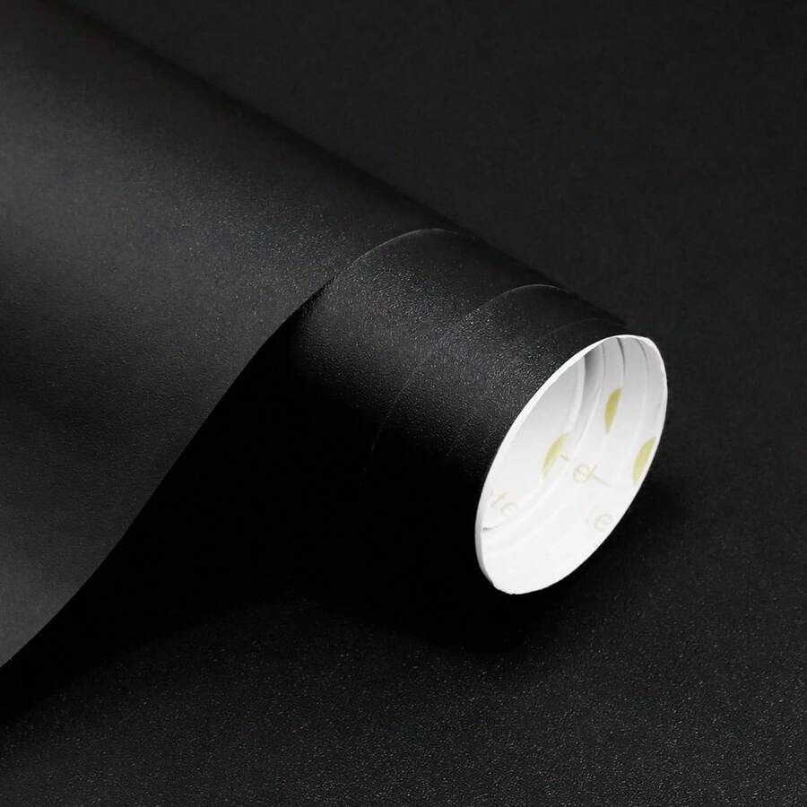 1 卷哑光黑色 PVC 自粘墙纸家居装饰即撕即贴墙贴适用于卧室餐厅厨房加厚防水防霉可移除接触纸适用于橱柜书桌桌门家具翻新易于清洁 - 黑色 - 查看 1