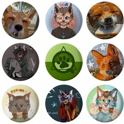 58mm Therian Delta Biểu tượng Nút Ghim Sáng tạo Hoạt hình Cầu vồng Biểu tượng Therian Trâm Cài Áo Huy hiệu Túi Vải Mũ Trang trí Quà tặng bạn bè