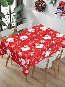1pc 130*220cm Christmas Design Plastic Table Runner, Santa Claus Snowman Penguin Snowflake Elk Christmas Tree Design Plastic Table Runners, Christmas Party Disposable Tablecloth Table Cover Perfect Decoration For Christmas 2025 New Year Home Christmas Party Room Dinning Table Decoration Supplies, Christmas Ornaments, Christmas Gifts, Christmas Decoration Birthday Christmas Decorations Winter Room Decor - Christmas Wallpaper - View 3