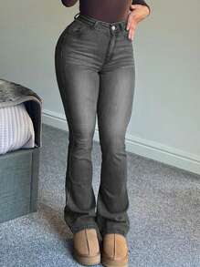 Chicsale Fashion Ladies Jeans, Elastic Jeans-Bell Bottoms, Women's Wear - Xám - Xem 1