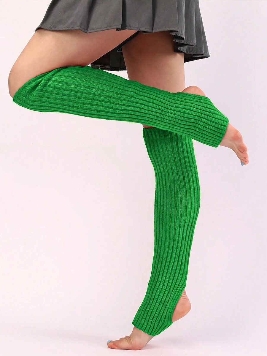 1 Cặp Vớ giữ ấm chân bằng vải Acrylic Jacquard gợi cảm, ấm áp và thời trang dành cho phụ nữ tập yoga, khiêu vũ, mùa thu/đông, cổ giày dài - cỏ xanh - Xem 1