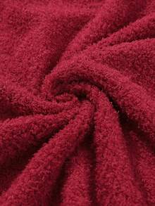 ASVIVID 女士休闲格纹翻盖口袋连帽羊毛夹克，秋冬款 - 紅色 - 查看 11