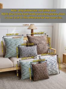 1pc Chenille Floral Jacquard Pillow Cover, Farmhouse Style Square Cushion Cover, Suitable For Sofa, Bed, Chair, Living Room, Bedroom, Car Decor, Light Blue - Light Blue - View 3