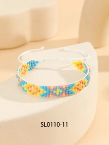 1 chiếc vòng tay hạt thủ công họa tiết hoa Bohemian thời trang độc đáo, có thể điều chỉnh dành cho phụ nữ, thích hợp để hẹn hò, đi nghỉ và đeo hàng ngày - 5 hàng - Xem 11