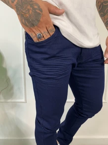 Kit 3 Men's Casual Skinny Jeans Plain New Release 2024 - 寶藍色 - 查看 8