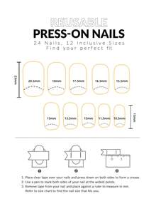 24 件中/长方形经典简约黑色按压指甲，适合美甲沙龙，含 1 个角质层推刀和 1 个果冻凝胶 - 黑色 - 查看 7