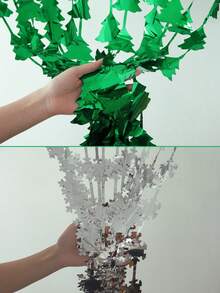 1 Stück - Kreativ gestalteter Schneeflocken-förmiger Regenseidenstoff Vorhang in Baumform, dekorativer Hintergrundwand-Vorhang, Weihnachtsfeier Heim Szenen Dekorationsmaterial