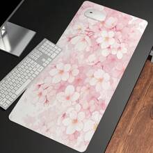 Cute Pink Sakura Mouse Pad, Floral Flowers Mouse Pad, Cherry Blossom Mousepad, Aesthetic Desk Decor, Anti Slip Rubber Base Mice Pad For Computer Office Girl