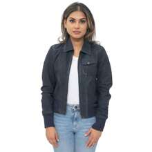 Womens Leather MA-1 Varsity Jacket-Ann Arbor - 譚 - 查看 11