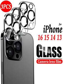 3 Miếng Kính Cường Lực Bảo Vệ Ống Kính Máy Ảnh Tương Thích Với iPhone 16 15 14 13 12 11 Mini Pro Max Bảo Vệ Màn Hình Ống Kính Cho iPhone16 15 14 13 Pro Max - Trong sáng - Xem 15