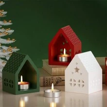 1 pieza Molde de vela de aromaterapia con forma de casa del amor, molde de silicona de resina para decoraciones en miniatura de casas de yeso DIY