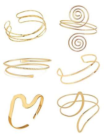 6 件/套简约金属夏季假期可调节臂链套装