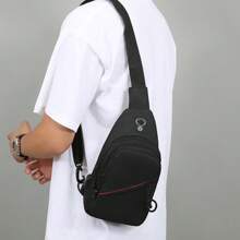 Bolso de pecho informal para hombre, bandolera de hombro para deportes al aire libre, paquete de pecho multifuncional con bolsillo para botella de agua