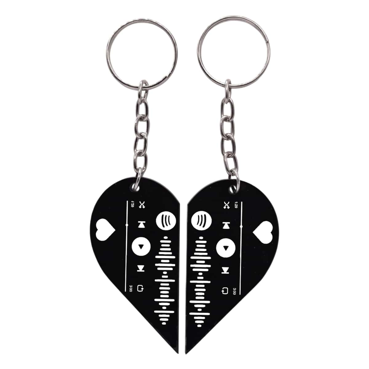Custom Spotify Name Black Acrylic Keychain - Engraved Memories - Kit 2 Half Heart - Xem 1