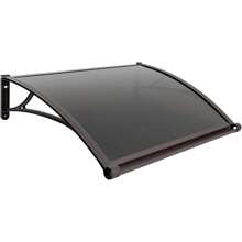 Toldo para puerta de entrada, toldo para ventana, toldo para puerta, toldo moderno para patio con canal de drenaje, soporte negro y placa transparente de 80 x 100 cm (4 tipos opcionales) - Café + bronceado - Ver 2