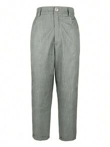 Slant Pocket Straight Leg Pants - Green - View 3