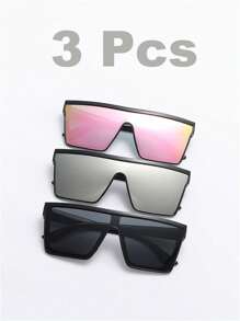 3pcs/1pc Teen`S Large Framed Fashion Glasses For Summer, Suitable For Daily Use