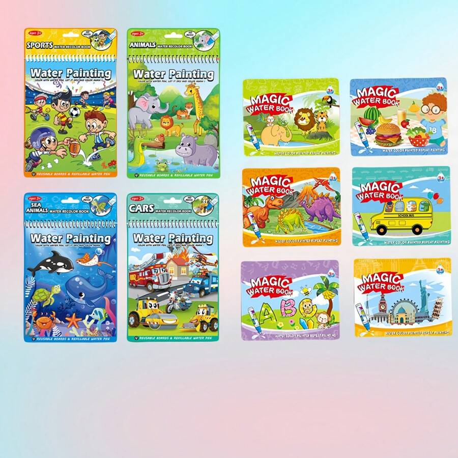1 quyển sách vẽ tranh bằng nước dành cho trẻ em - Không cần sơn, chỉ cần dùng nước để vẽ, thật kỳ diệu và! Truyền cảm hứng sáng tạo và mở ra thời gian vẽ nguệch ngoạc vui vẻ cho trẻ sơ sinh! - Nhiều màu - Xem 1